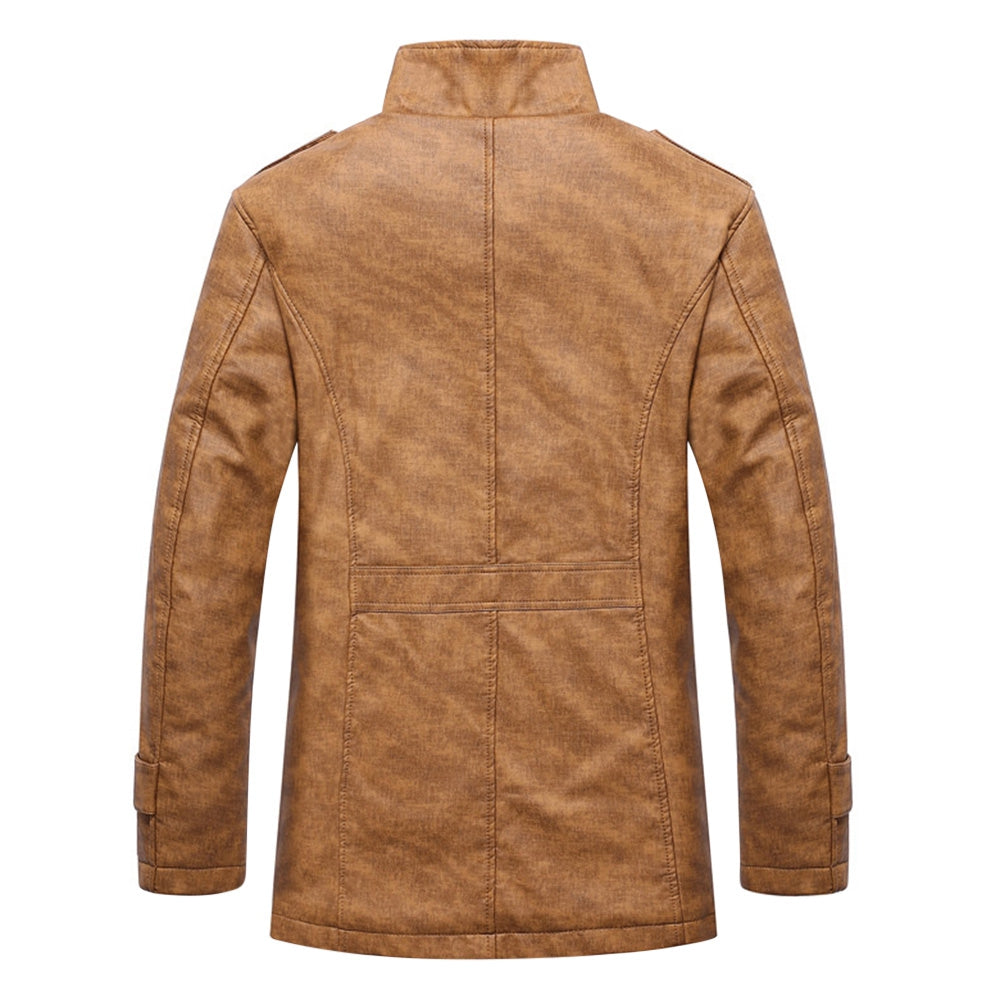 Men's Stand Collar Single-Breasted Epaulet Embellished Jacket