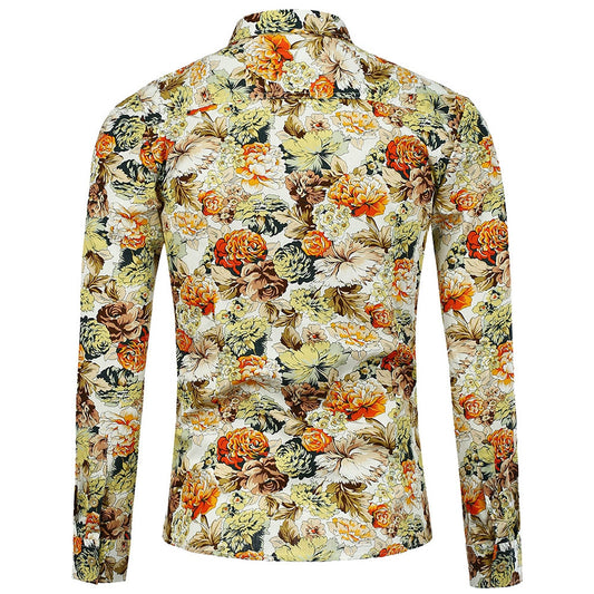 Casual Flower Printed Man Shirt 9517