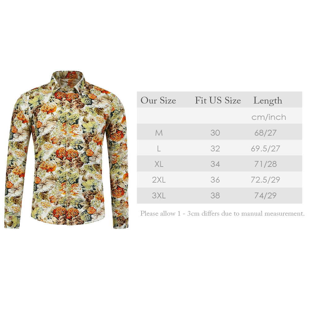 Casual Flower Printed Man Shirt 9517
