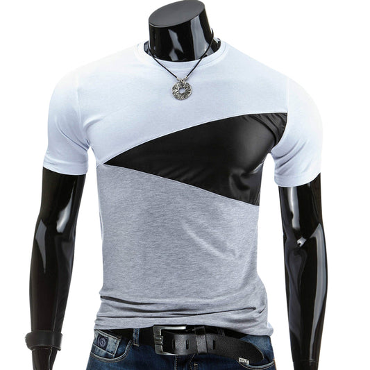Casual Patchwork Short Sleeved T Shirt for Man 6620