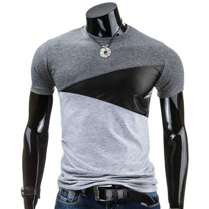 Casual Patchwork Short Sleeved T Shirt for Man 6620