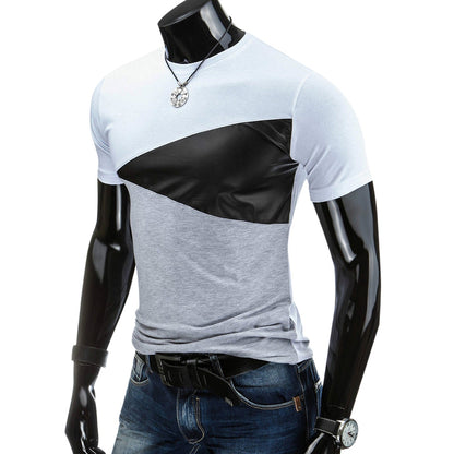 Casual Patchwork Short Sleeved T Shirt for Man 6620