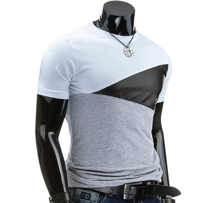 Casual Patchwork Short Sleeved T Shirt for Man 6620