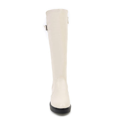 Womens' Buckle High Heels Knee High Boots