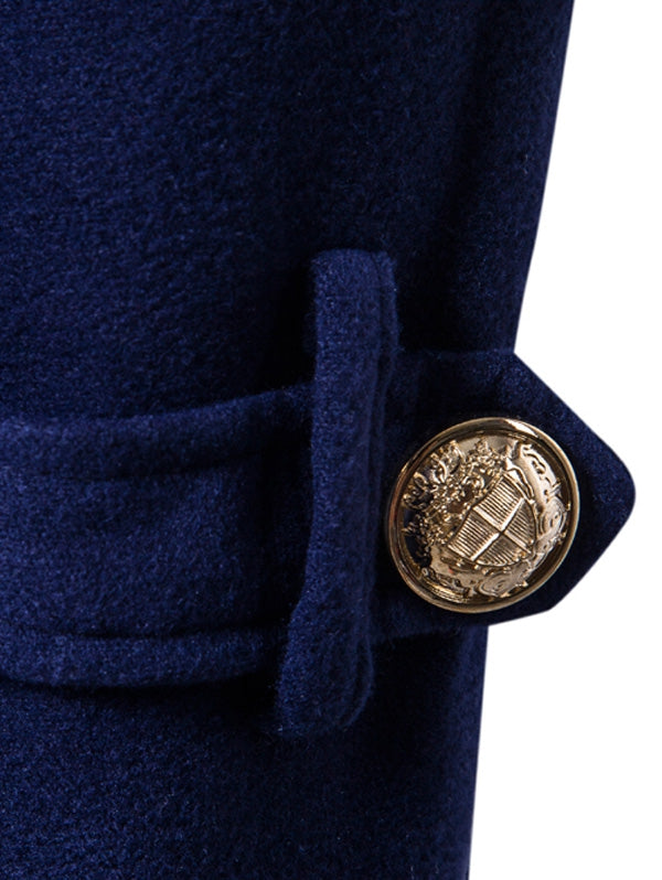 Warm Turndown Collar Double Breasted Woolen Dust Coat for Men 1486