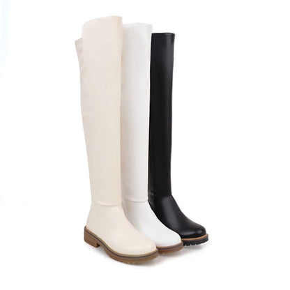 Womens' Low Heels Over the Knee Boots