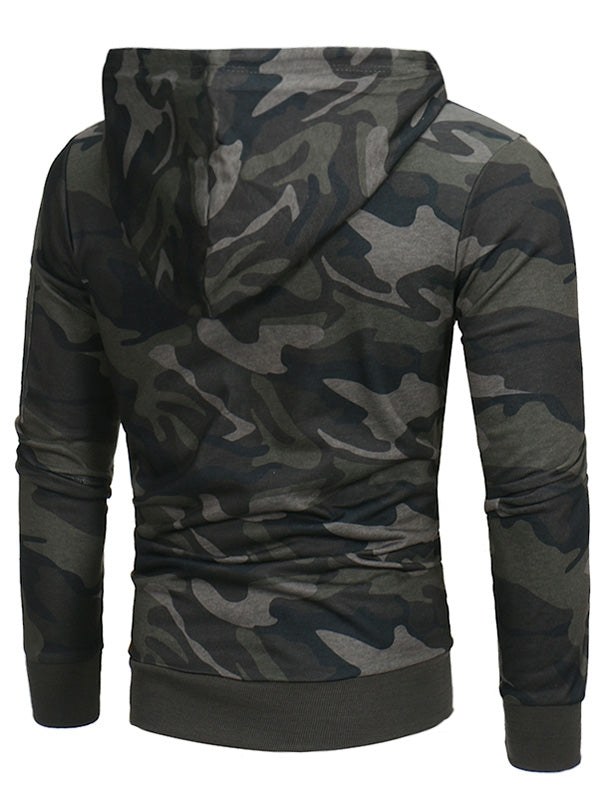 Men's Hooded Camouflage Fleece Pullover Long Sleeves Hoodie