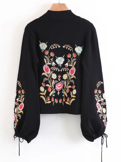 Floral Printed High Neck Pullover Sweaters for Women 9421