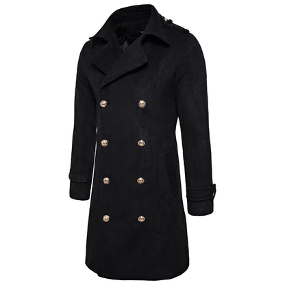 Men's Turndown Collar Double Breasted Long-line Peacoat