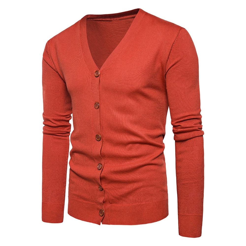 Men's V Neck Knitting Button Up Cardigan for Spring and Fall