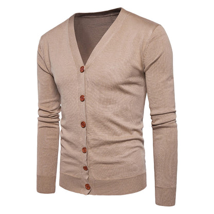 Men's V Neck Knitting Button Up Cardigan for Spring and Fall