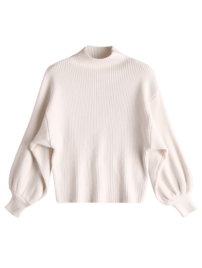 Mock Neck Long Sleeve Woman Bottom Sweater 6696