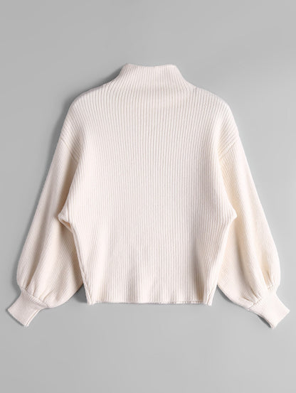 Mock Neck Long Sleeve Woman Bottom Sweater 6696