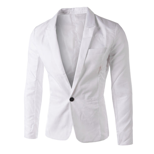 Men's Casual Tailored Collar Single Button Solid Color Blazer
