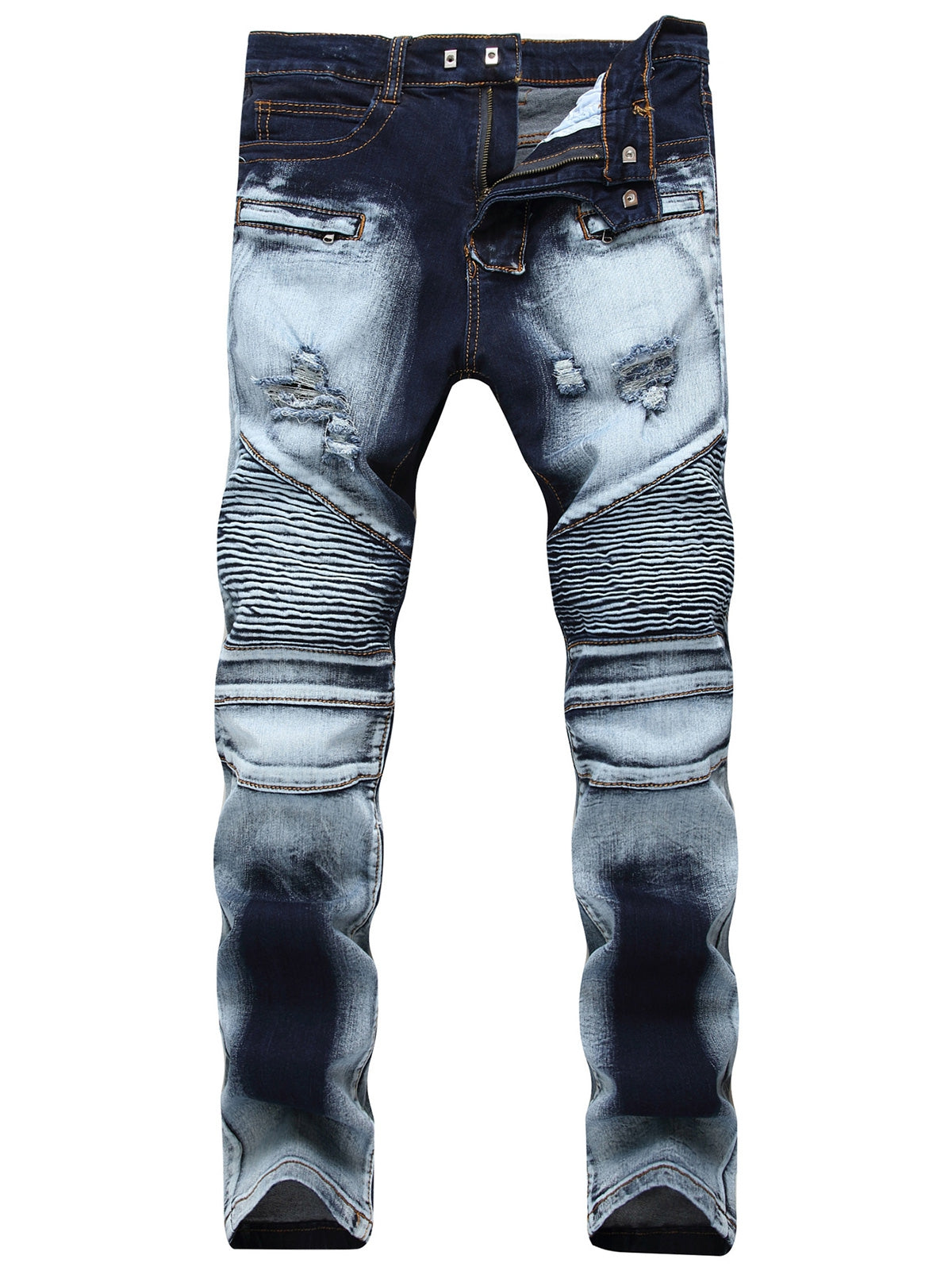 Men's Wash Ripped Acid Moto Jeans