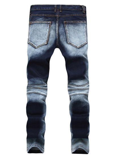 Men's Wash Ripped Acid Moto Jeans