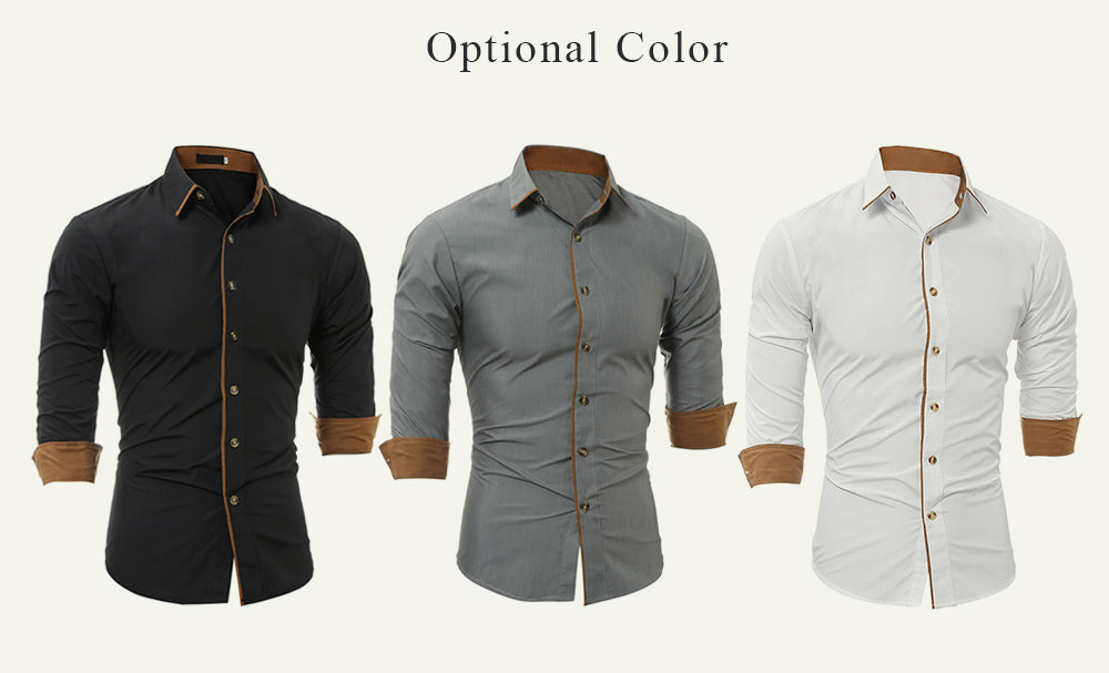Turndown Collar Color Block Edging Shirt 7954