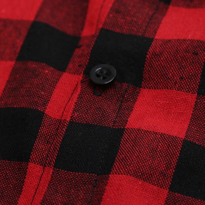 Long Sleeve Breast Pocket Button Up Plaid Shirt 5222