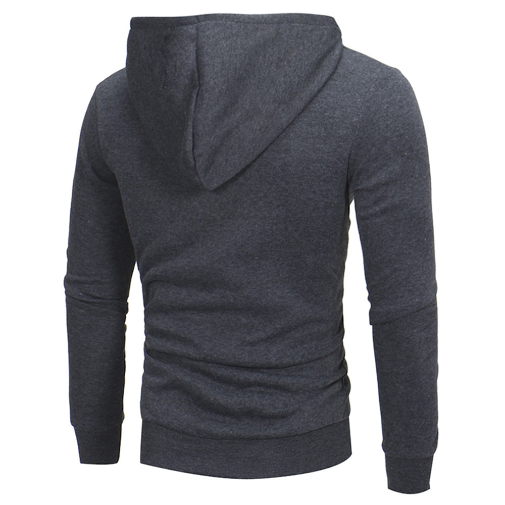 Men's Oblique Zippers Solid Color Block Fleece Hoodie