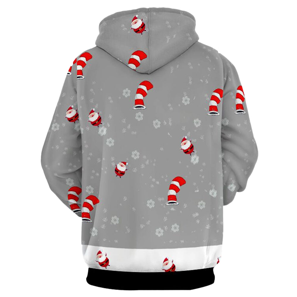 Men's Kangaroo Pocket Snowman Printed Pullover Christmas Hoodie