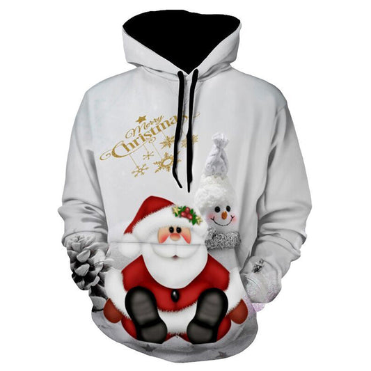 Snowman Print Pullover Christmas Hoodie 7440