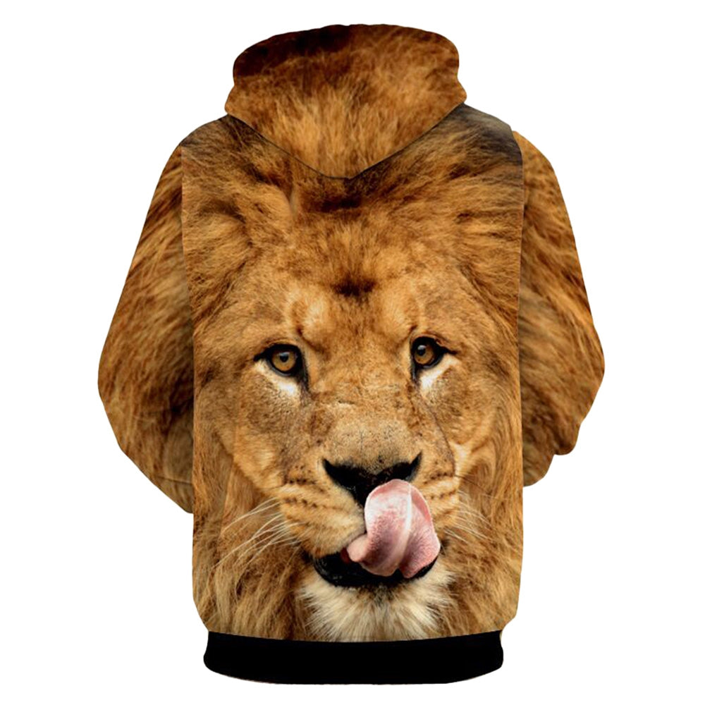 Men's Lion Patterned 3D Animal Hoodie