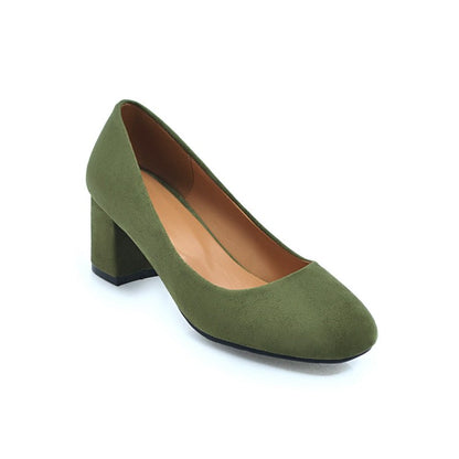 Women's Pumps Suede Block Heel Shoes