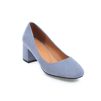 Women's Pumps Suede Block Heel Shoes