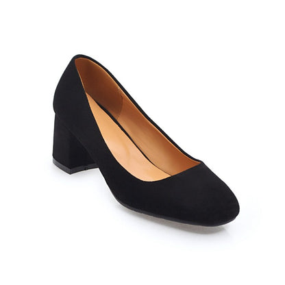 Women's Pumps Suede Block Heel Shoes