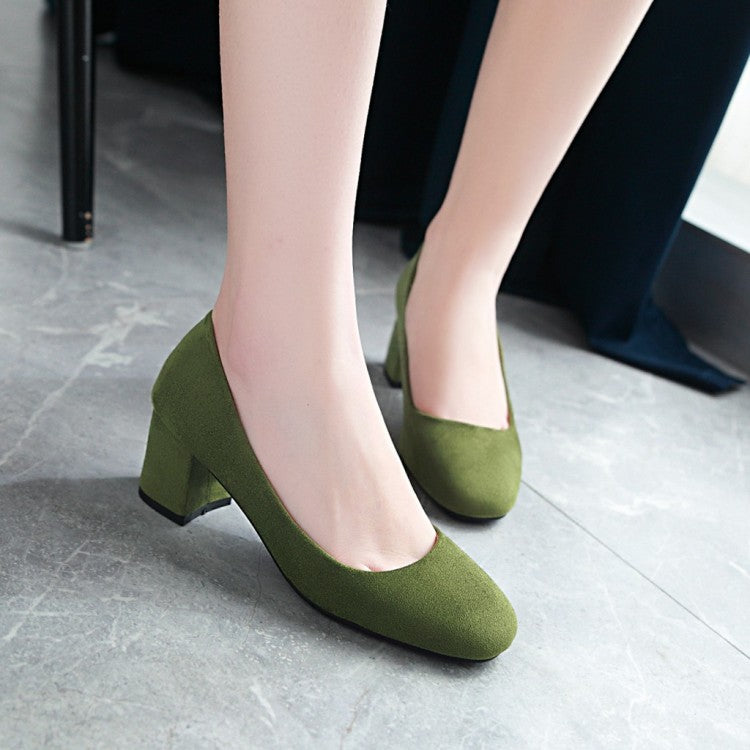 Women's Pumps Suede Block Heel Shoes