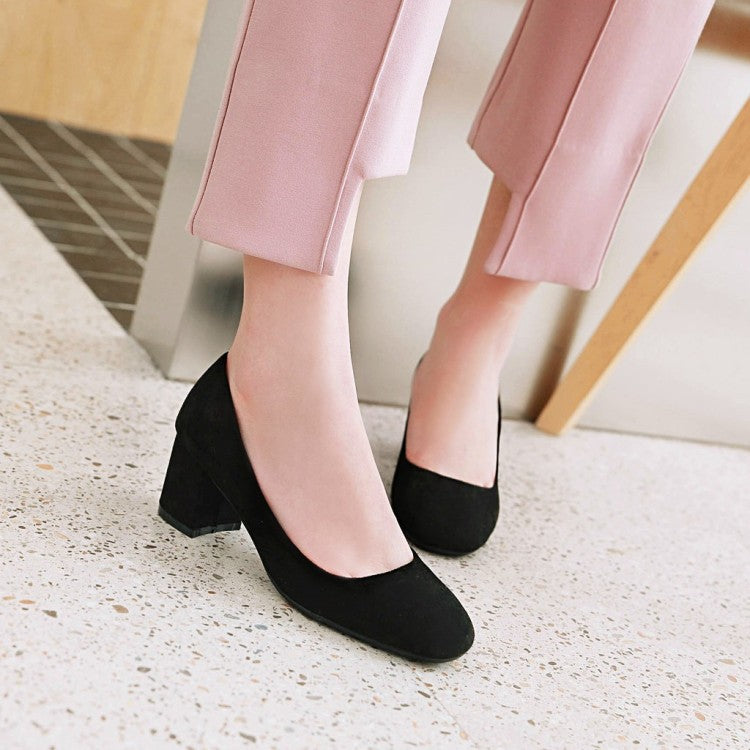 Women's Pumps Suede Block Heel Shoes