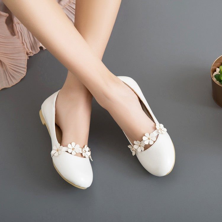 Women's Round Toe Shallow Flowers Flats Shoes