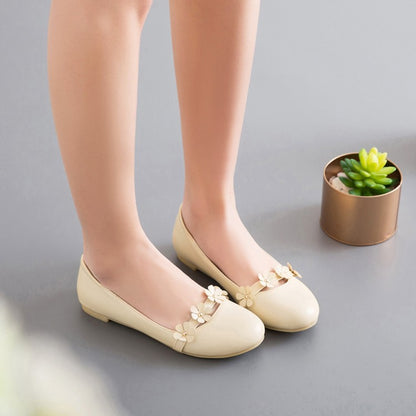 Women's Round Toe Shallow Flowers Flats Shoes