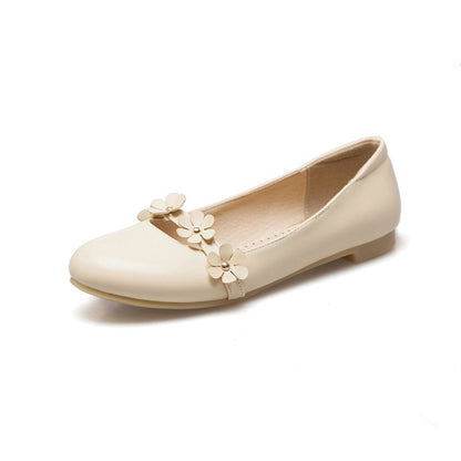 Women's Round Toe Shallow Flowers Flats Shoes