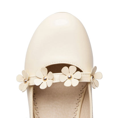 Women's Round Toe Shallow Flowers Flats Shoes