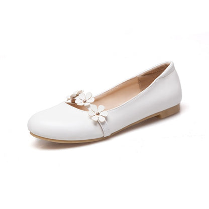 Women's Round Toe Shallow Flowers Flats Shoes