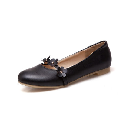 Women's Round Toe Shallow Flowers Flats Shoes