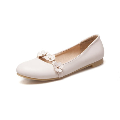 Women's Round Toe Shallow Flowers Flats Shoes