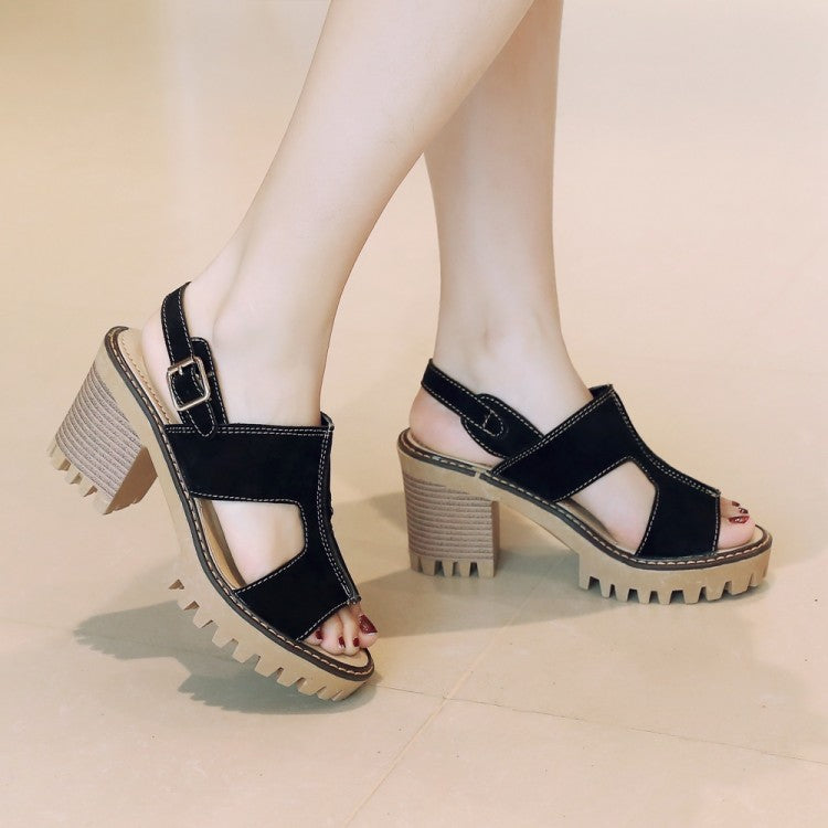 Women's's Wrap Strap Chunky Heel Platform Sandals