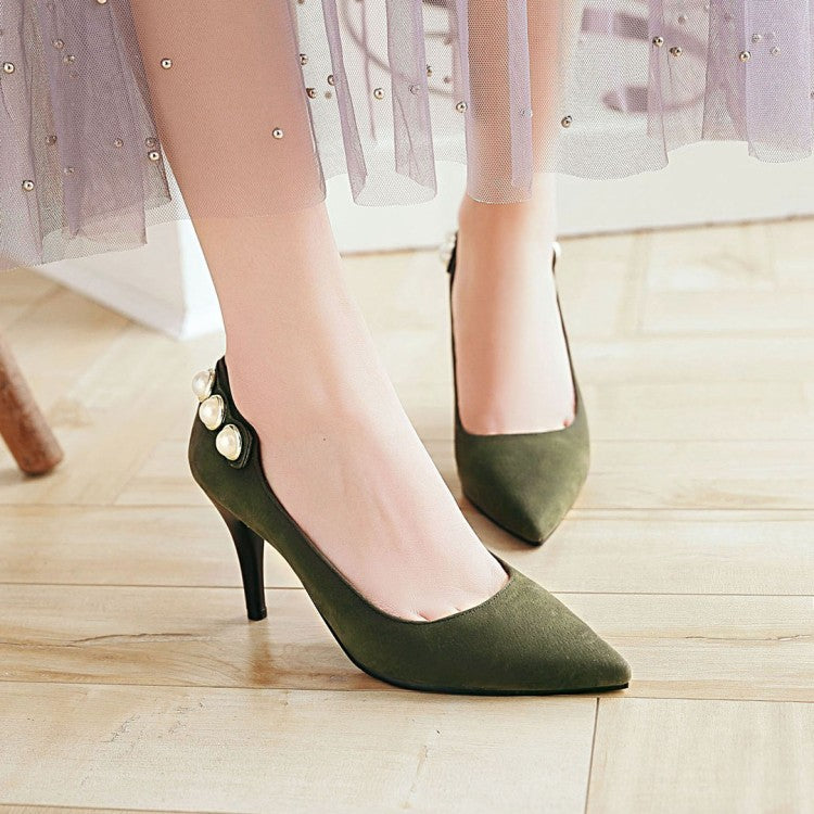 Pointed Toe Pearl Women's High Heels Stiletto Pumps