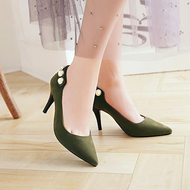 Pointed Toe Pearl Women's High Heels Stiletto Pumps