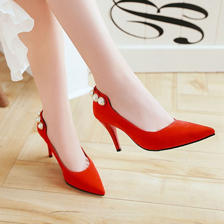 Pointed Toe Pearl Women's High Heels Stiletto Pumps