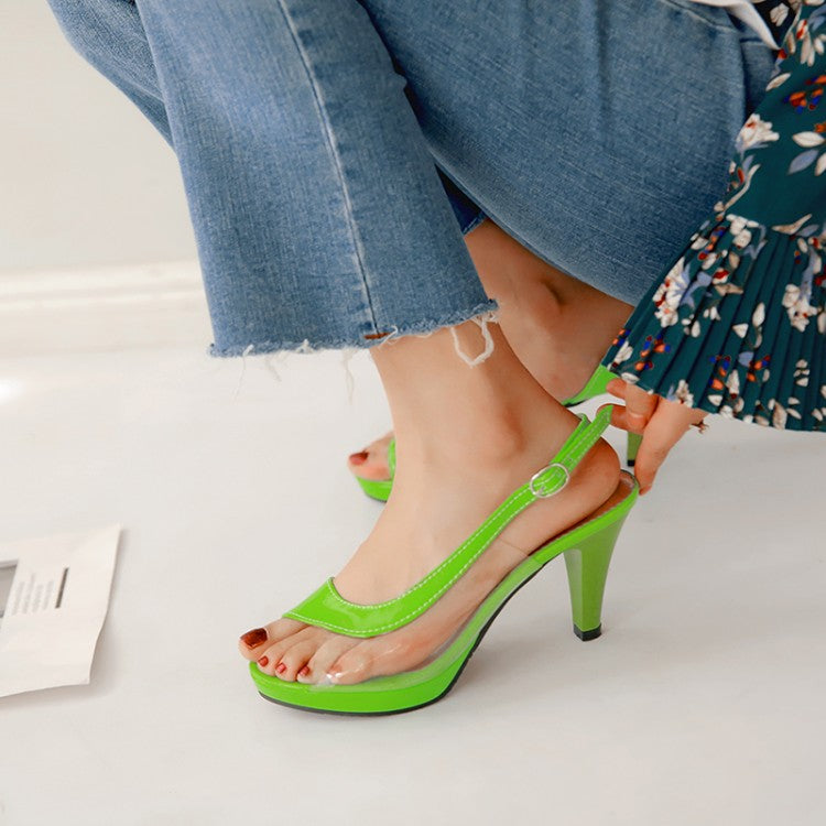 Women's Peep Toe Transparent Pvc High Heel Platform Sandals