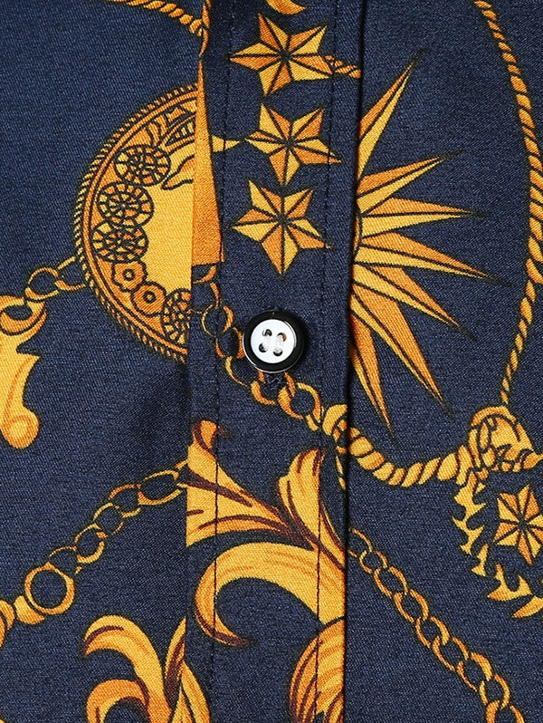 Men's Vintage Flower Chain Print Short Sleeves Shirt