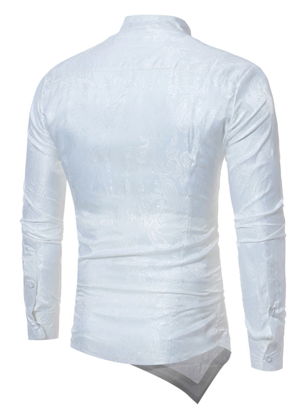 Men's Brocade Paisley Asymmetrical Hem Shirt