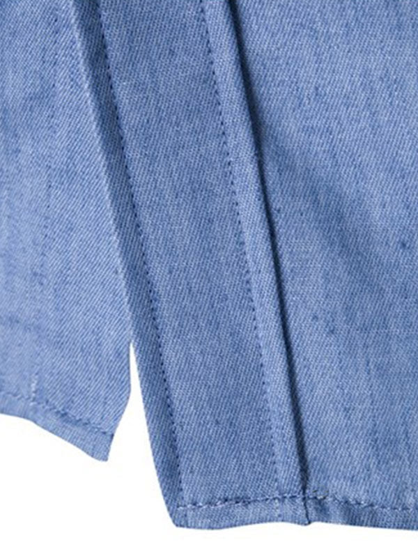 Men's Long Sleeves Plaid Patch Cloth Shirt