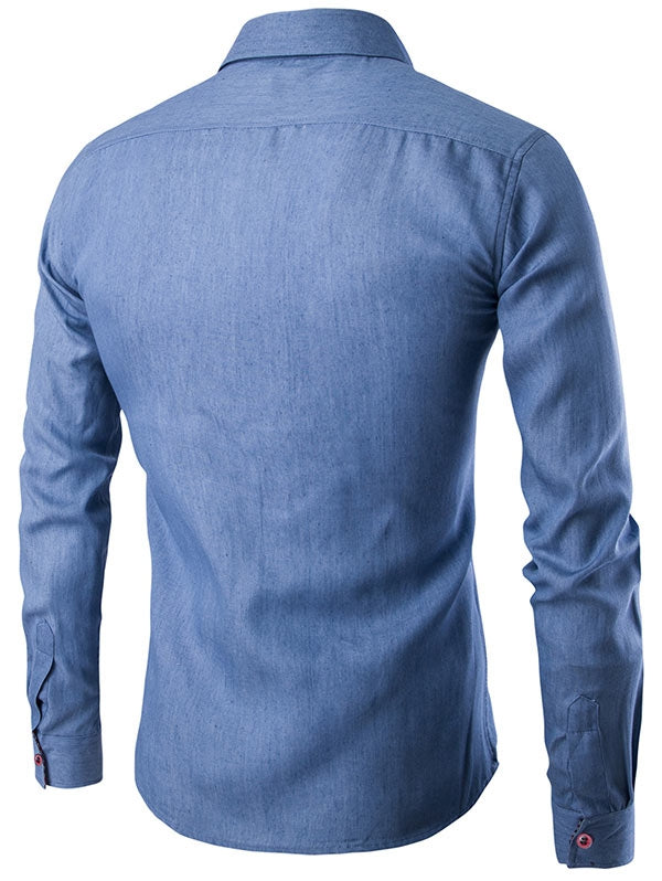 Men's Long Sleeves Plaid Patch Cloth Shirt – meetfun