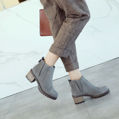 Women Chelsea Boots High Heels Short Boots Shoes Woman