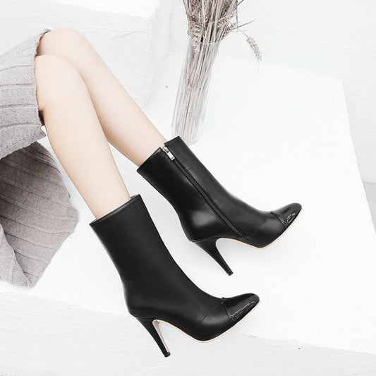 Women's Pointed Toe High Heels Short Boots