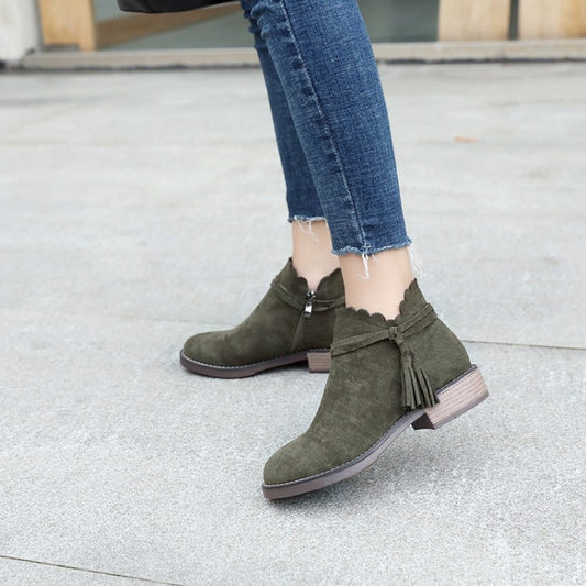 Women Zip Suede Short Boots Shoes Woman